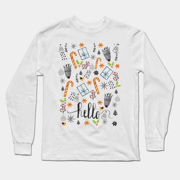 Hello Christmas Long Sleeve T-Shirt by Glitteringworld